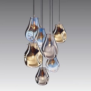 Lámpara Colgante Moderna de Cristal Ovalado, LED E27, Luz Blanca Cálida, para Hogar, Dormitorio, Comedor, Diseño de Una Sola Cabeza - Product Image 1