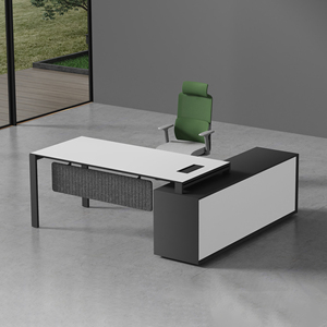 Bureau de direction de style industriel en métal et bois, mobilier de direction, bureau de PDG, <span class=keywords><strong>table</strong></span> de bureau moderne, mobilier de luxe - Product Image 2