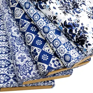 Fabrics Cotton Digital Printed Wholesale Quilting Cotton Blue And White Porcelain Digital Quilting Fabric For Fabrics Quilt