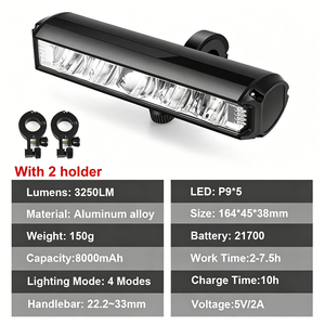 Lampe de <span class=keywords><strong>vélo</strong></span> avant 8000mAh, 3250 lumens, étanche, rechargeable par USB, accessoires pour VTT et <span class=keywords><strong>vélo</strong></span> de route - Product Image 2