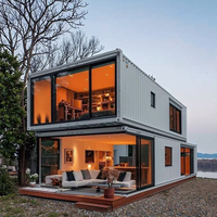 Casa Contenedor Moderna de Lujo de 2 Pisos, Villa Prefabricada de 20-40 Pies, Cabaña Modular Desmontable de 2-3 Dormitorios, Estructura de Acero