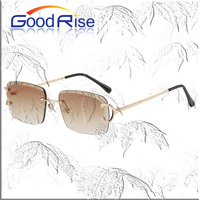 2025 Designer De Luxe Lunettes De Soleil Classique En Métal Sans Monture Diamant Coupe UV400 Or Rouge pour Femmes Hommes Italie Inspiré Pare-Soleil