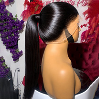 Perruque Invisible en Cheveux Humains Lisses et Droits de 30 Pouces, avec Dentelle Frontale 360 Full HD Pré-Pluckée, Densité 250%, Perruque Frontale en Dentelle 13x6