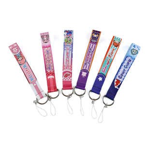 Polyester Ribbon Thiết Kế Tùy Chỉnh Thêu Keychain Dây Đeo Ngắn Phụ Kiện Cổ Tay Cho Thương Hiệu Khuyến Mãi Tên Dây Buộc Với Móc - Product Image 1