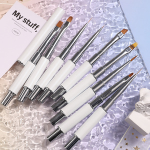 Pinceau à ongles en nylon avec manche en métal blanc, pour lignes fines et précises, liner à une seule traite, gel, French, ombré, mélange, pinceaux de manucure - Product Image 5