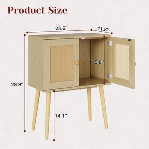 Buffet <span class=keywords><strong>d</strong></span>'appoint en bois style bohème pour petits espaces, avec porte en rotin, MOQ 300, pour salon - Product Image 6