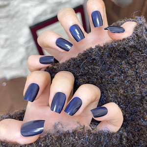 Haut de gamme couleur unie ongles Simple pur désir bleu portable détachable conseils faux ongles autocollants en gros - Product Image 2