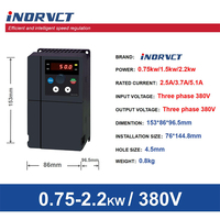 Variateur de fréquence VFD 0,75KW 1,5KW 2,2KW pour moteur triphasé AC 380V, convertisseur de fréquence variable pour le contrôle de la vitesse des compresseurs et des moteurs