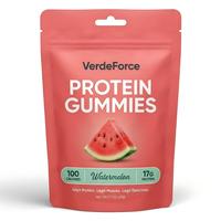 Permen Gummy Protein Tinggi Rasa Semangka Label Pribadi OEM dengan 17g WPI Penambah Energi Otot, Rasa Buah Campur