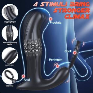 Dildo télescopique coloré de taille moyenne avec télécommande Bluetooth, plug anal, masseur de prostate, anneau double pour retardement de l'éjaculation, pour hommes gays - Product Image 4