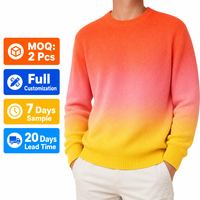Pull en maille côtelée dégradé rose pour homme, col rond, manches longues, doux et chaud, idéal pour l'automne et l'hiver – Vente en gros OEM personnalisée