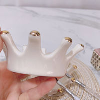 Outils pour ongles couronne en céramique blanche porte-stylo Palette double usage luminothérapie stylo manucure brosse support de rangement porte-stylo pour ongles