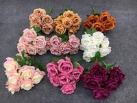 A-1299 Dekorasi Pernikahan Rumah, Buket Bunga Pink, 9 Tangkai, Buket Peony Buatan dari Sutra