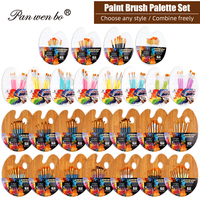 Pinceaux plats ronds, ensemble de pinceaux pour artistes avec palette de peinture en bois ou en plastique pour adultes, étudiants, débutants, novices