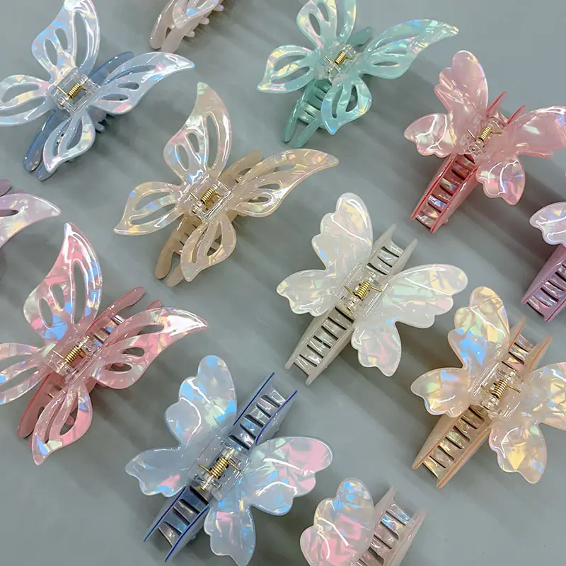 Stylish màu bướm Acetate Claw clip cho Cô Gái Tóc Bow phụ kiện cua hairclips