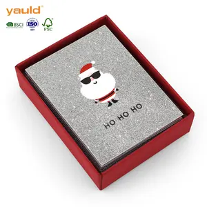 Benutzer definierte personal isierte Design drucken Glitter Frohe Feiertage Frohe Weihnachten Grußkarten mit in einer Box Hersteller