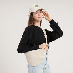 Sac de poitrine pour femme style japonais, beige, à bandoulière unique, fermeture éclair, portable, pour tenues quotidiennes, Printemps 2025 - Product Image 2