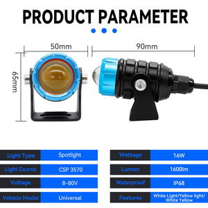 Phares avant U1 Mini à LED bicolores, étanches, pour moto, camion, VTT - Vente chaude - Product Image 2