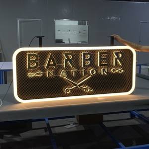 Enseigne de salon de coiffure en plein air 3d enseigne de salon de coiffure et logo or led lettres publicité extérieure boîte à lumière - Product Image 3