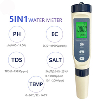 Testeur de qualité de l'eau multifonctionnel numérique 5 en 1 TDS/EC/PH/salinité/TEMP pour piscines d'eau