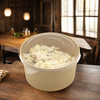Bol à salade en papier kraft écologique réutilisable imperméable biodégradable de qualité alimentaire avec logo personnalisé pour l'emballage alimentaire, les nouilles, les fruits