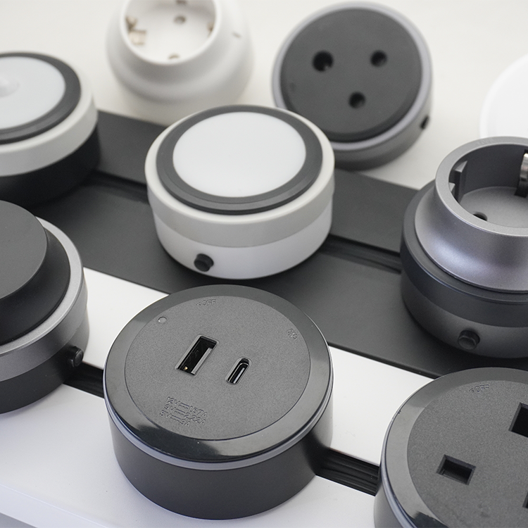VNX Socket Track Socket Round Shape Embedded Rail Outlet 5pin Universal Socket