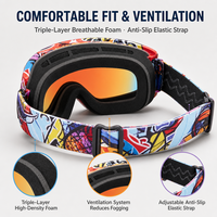 Masque de ski coloré en polycarbonate avec verres miroir Revo, anti-buée, protection UV400, pour homme et femme, idéal pour le snowboard et les activités hivernales en extérieur
