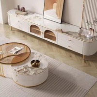 Meuble TV français de luxe léger, style ardoise crème, pour salon, chambre, petit appartement, design moderne et simple, 65 pouces et plus