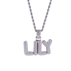 <span class=keywords><strong>Collana</strong></span> personalizzata <span class=keywords><strong>placcato</strong></span> <span class=keywords><strong>oro</strong></span> con lettere a bolle donna e <span class=keywords><strong>uomo</strong></span> stile Hip Hop pendente con zircone e materiale in ottone - Product Image 5
