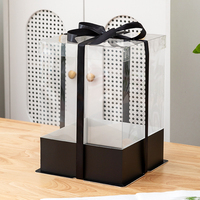 Nouveauté boîtes à gâteaux transparentes carrées blanc petit bord de papier 800
