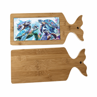 Sous-plat en céramique avec base en bambou et poignée en forme de queue de dauphin, imprimé en 3D, résistant à la chaleur, décoration de table, souvenir touristique, cadeau personnalisé