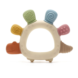 Bán buôn Silicone bé mọc răng vòng phim hoạt hình khủng long phong cách bé Teether sản phẩm đồ chơi cấp thực phẩm Silicone bé nhai Đồ chơi thiết lập - Product Image 6