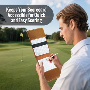 Boshiho <b>Golf</b> Scorecard Holder Customn Crazy Horse Leather <b>Golf</b> Scorecard Yardage Cover Book Holder with Pen & 2 Score Cards - Product Image 6