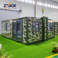 ZYBOX Camo Slim Edition 20ft Maison Modulaire Préfabriquée Pliante et Extensible en EPS, Conteneur Extensible Pliable avec Toilettes