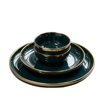 Assiette Ronde en Céramique Brillante avec Bord Argenté, Plateau à Steak pour Plats Occidentaux, Logo Personnalisé pour la Maison - Vente en Gros Usine