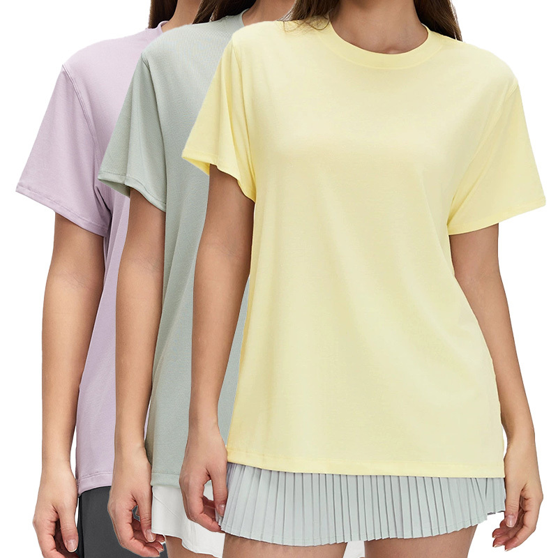 D26088 Women's Breathable Lightweight Quick Dry Simple Loose Sports Round-neck Casual Running Fitness Yoga T-shirt
