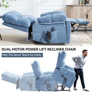 Blue Dual Motor Power Lift Recliner, Heat Chair 350LBS Capacity With Cup <b>Holder</b> and <b>Remote</b> for Home Use W1803P264051 Blue Power - Product Image 4
