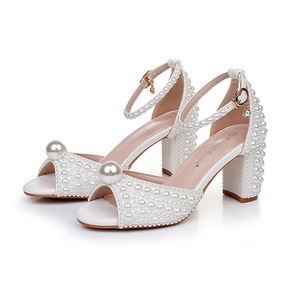 Haute qualité <span class=keywords><strong>ivoire</strong></span> bout ouvert mariée chaussures de <span class=keywords><strong>mariage</strong></span> 7.5 cm talons hauts pour femmes nouveaux Styles chaussures de <span class=keywords><strong>mariage</strong></span> pour la mariée - Product Image 6