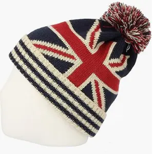 Withmoons Đan Mỹ Canada Cờ Union Jack Pom Beanie Hat