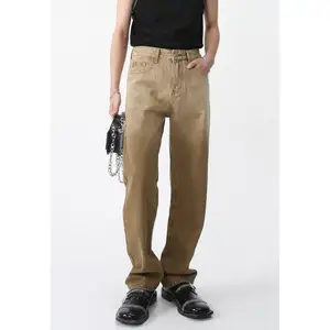 HKNZ-Pantalones de mezclilla informales para hombre, ajustados, color caqui degradado, retro, vintage, para hombre
