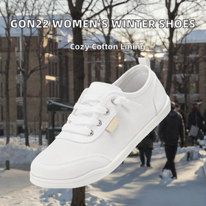 White Canvas <b>Shoes</b> Women Lace Up Casual <b>Sneakers</b> Platform Sole Rubber Outsole for Student Daily Wear - Product Image 2