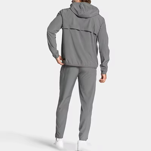 ชุดวอร์มกีฬาแบบซิป ผ้าบางเบา ยืดหยุ่นได้ ใส่สบาย เหมาะสำหรับวิ่งออกกำลังกายกลางแจ้ง เสื้อแจ็คเก็ตกันลมสำหรับผู้ชาย ชุดออกกำลังกายในยิม - Product Image 3