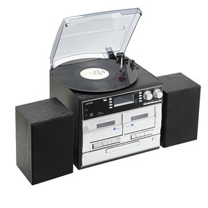Système audio tourne-disque rétro moderne à succès avec haut-parleurs stéréo, <span class=keywords><strong>convertisseur</strong></span> <span class=keywords><strong>vinyle</strong></span> en MP3, lecteur CD/cassette/radio - Product Image 6