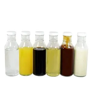 Hot Sauce Bottles 12 oz 355ml Clear Glass Lug Finish Barbeque Sauce Bottles Caps Included Wholesale