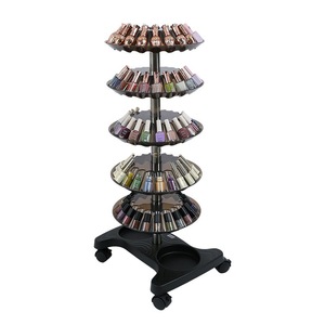 Z Nail Polish Trolley Organizer 5 Layers Nail Polish Spinning Rack <b>Rotating</b> Nail Polish <b>Display</b> <b>Stand</b> with Wheels - Product Image 2