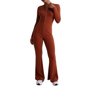 Mono deportivo personalizado de una pieza sin espalda, transpirable, con cremallera frontal, para gimnasio, fitness, yoga, para mujer - Product Image 1