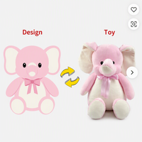 Peluche éléphant rose et blanc de 30 cm, assis, avec nœud papillon, jouet en peluche mignon pour bébé et enfant