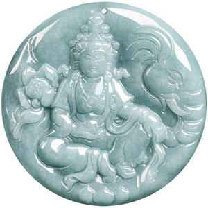 Pendentif Samantabhadra en jadéite naturelle bleu eau, bijoux pour hommes et femmes, vente en gros de jade GY03 - Product Image 5