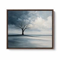 Peinture à l'huile paysage d'hiver bleu-gris, arbre nu, art mural minimaliste sur toile pour hôtel, chambre, bureau, décoration moderne