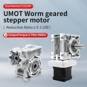 Umot nema17/nema23/nema34 Heavy Duty 1.7nm-56nm DC Worm Gear động cơ bước với Worm hộp số lỗ/trục đơn/đôi trục đầu ra - Product Image 2